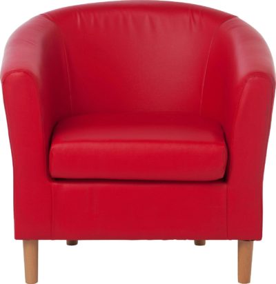 ColourMatch - Leather Effect Tub Chair - Poppy Red